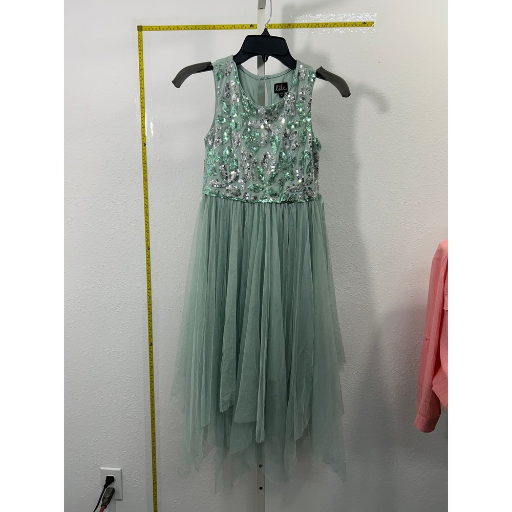Lilt Girls Mint Green Sequin Tulle Party Dress Size 12 Sleeveless Special Event